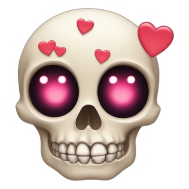 skull with hearts for eyes sticker