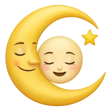 A crescent moon with a sleepy, peaceful face sticker