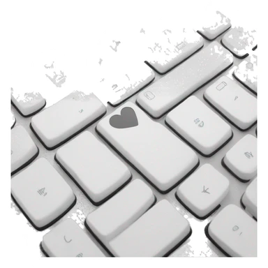 computer keyboard in a white heart sticker