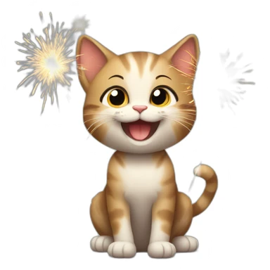 happy kitten with sparklers sticker