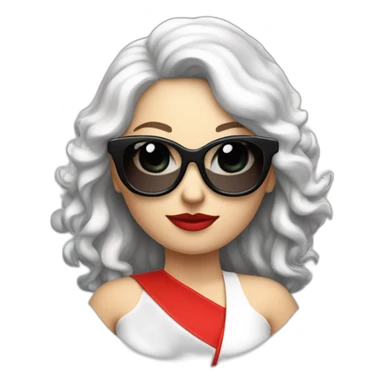 Grosse femme blanche en robe rouge et lunette avec cheveux noir sticker