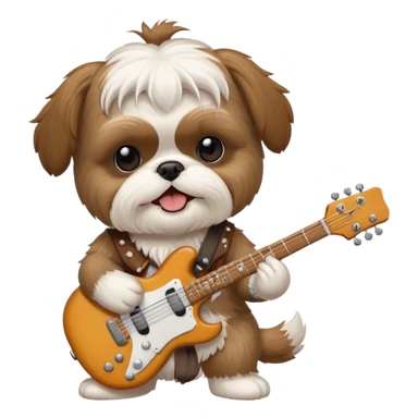 shih tzu playing electric guitar  sticker