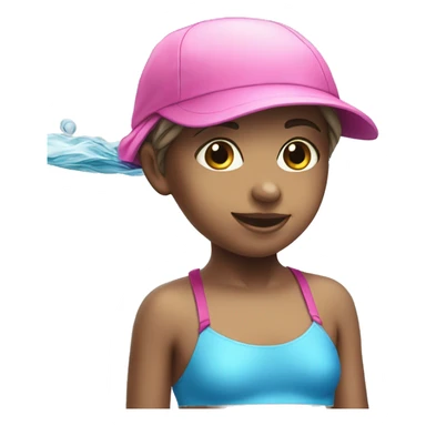 little girl swimmingwith pink cap  sticker