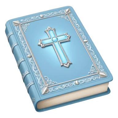 a pastel baby blue and silver bible glowing  sticker