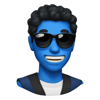 Blue demon with black hair and sunglasses  sticker