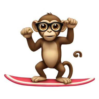 Monkey with glasses surfing  sticker