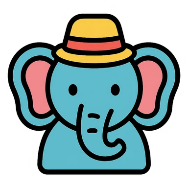 elephant wearing a hat, color outline icon style sticker