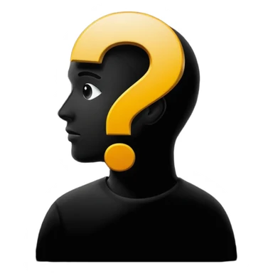 silhouette of a man with a question mark sticker
