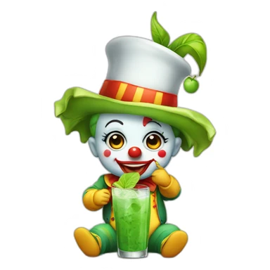 baby clown drinking mojito sticker