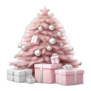 Light pink Christmas gifts under a white Christmas tree  sticker
