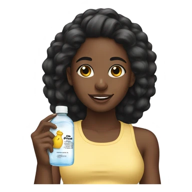 A black girl using baby oil sticker