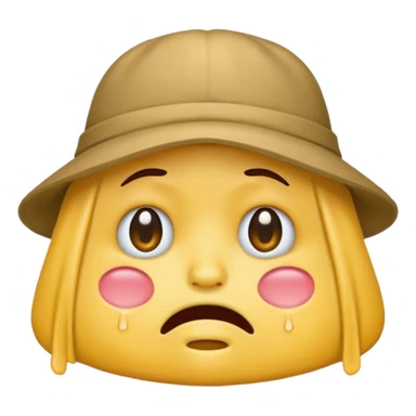 A emoji cry with a hat sticker