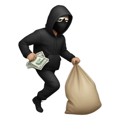 robber sneaking away with a large bag of money sticker