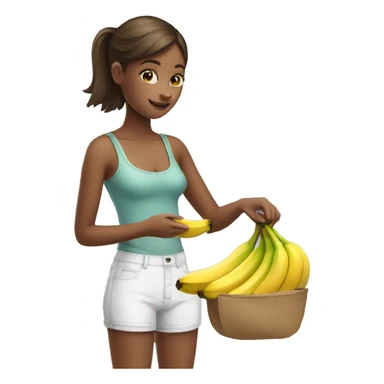Girl buying banana sticker