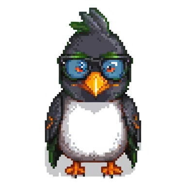 black bird with sunglasses and orange beak sticker