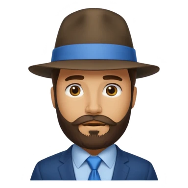 bearded man wearing hat and blue tie sticker
