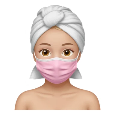 Girl with a light pink facemask and a white head towel sticker