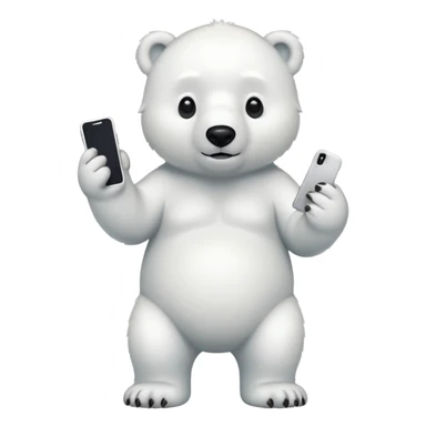 Polar Bear standing body with iphone in hand  sticker