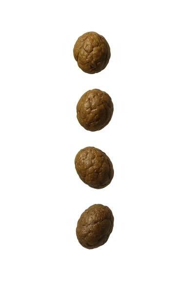 FECI DI ANIMALE A PALLINE UN PO' ALLUNGATE CADONO DALL'ALTO VERTICALMENTE, IPERREALISTICO 4K sticker