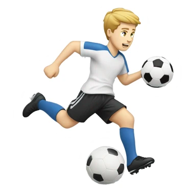 a white boy kicking soccer, runing sticker