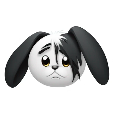 A depressed Emo haired rabbit with black fur sticker