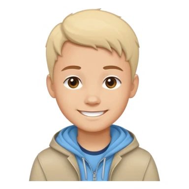 Cartoon avatar sticker of a young person, friendly smile, modern outfit, clean vector illustration, thick outline, flat colors, simple background, sticker style, high quality, transparent background sticker