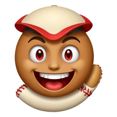 I want a emoji of a emoji with a evil smile throwing a baseball very hard sticker