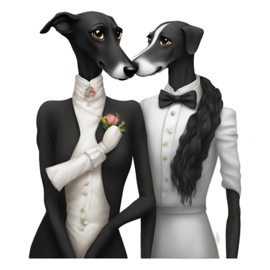 A family Two aristocrat dog black and white galgo kiss with women  sticker