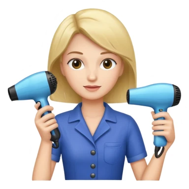 peluquera con secador de pelo y peine en la mano sticker