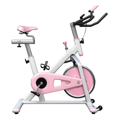 White stationary bike with pastel pink accents, clean background sticker