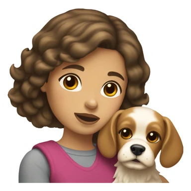 brunette girl short hair with blonde cocker spaniele sticker