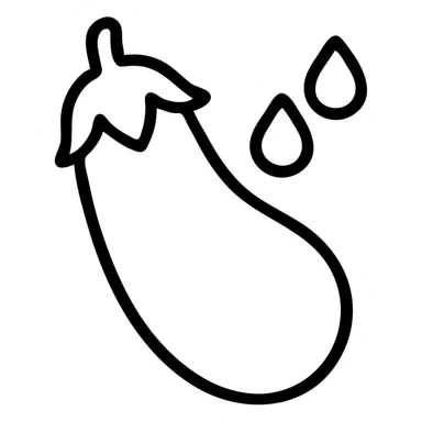 outlined eggplant with water droplets icon sticker