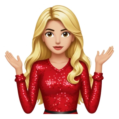 Lele Pons with long blonde hair, red sequin outfit sticker