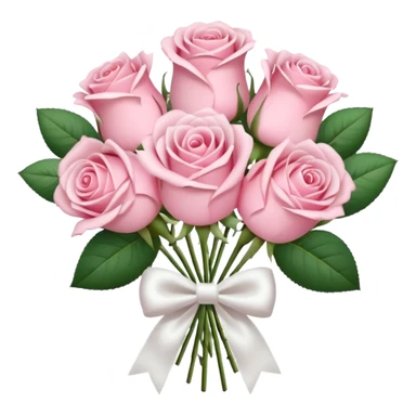 Pastel Pink roses bouquet with bow sticker