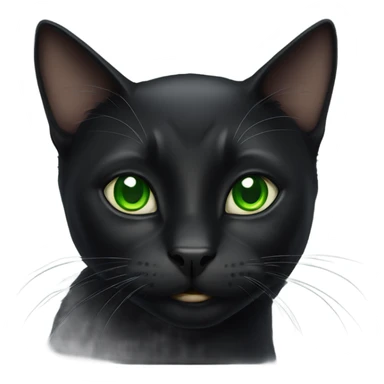 Realistic happy black cat with green eyes sticker