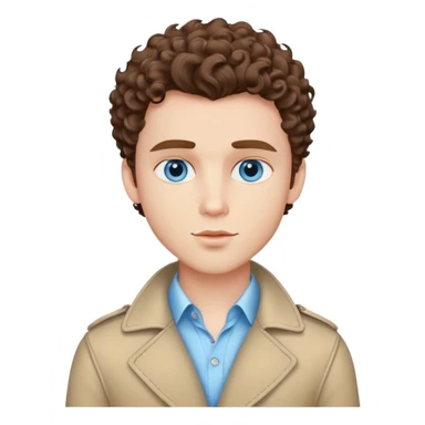 pretty handsome bratz man, short curly brown hair, blue eyes, pale skin, defined jawline sticker