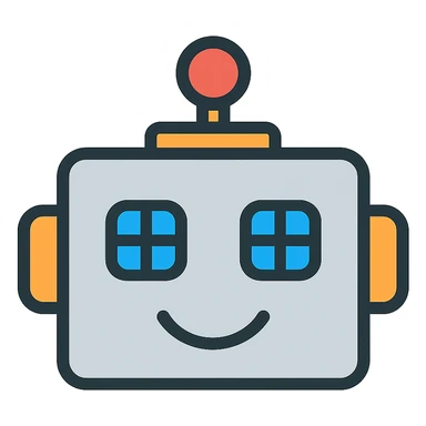 friendly robot emoji, metallic face, digital eyes sticker