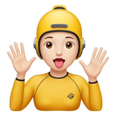 make someone doing diving hands from the front and sticking there tounge out sticker