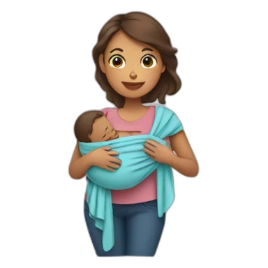 Babywearing mom with baby and wrap sticker