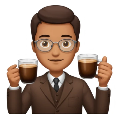 a man with two glasses of coffee sticker
