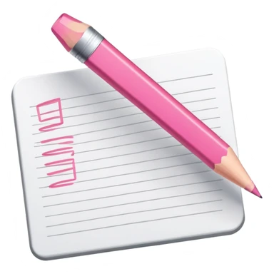 The hand writes with a pink pencil sticker