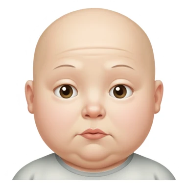 a bald fat lazy looking kid with a triple chin and ugly eyes sticker