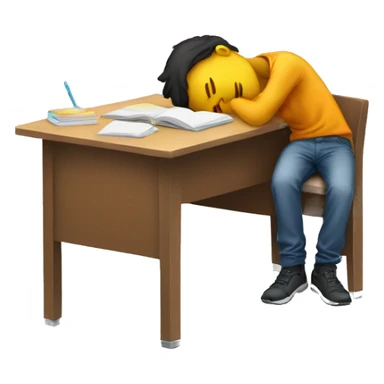 student on desk sleeps sticker
