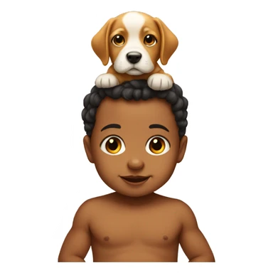 Baby with a dog on their head sticker
