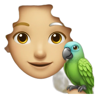 curly smiling blonde girl with parrot on her shoulder sticker