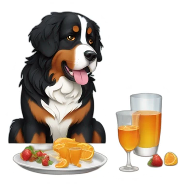 Bernese mountain dog eating and drinnking aperitiv sticker