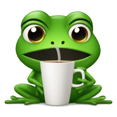 A sad cute froggy drinks coffee sticker