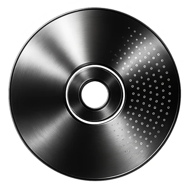 A minimalist CD disc with dot pattern, glowing effect, green color sticker