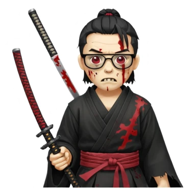 zombie samurai with black glasses sticker