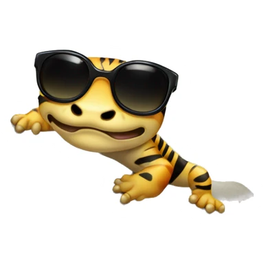 Tiger salamander with sunglasses climbing a rock sticker